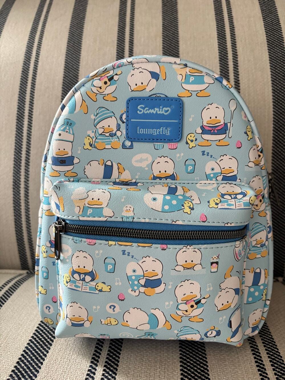 Loungefly Sanrio Pekkle Allover Print Mini Backpack Light Blue NWT